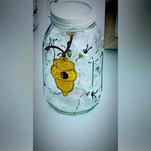 Hand painted mason jar with fairy lights